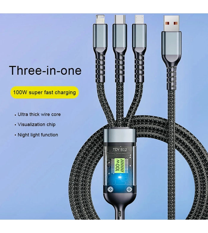 AIROX CB100 3-in-1 100W Fast Charging Cable