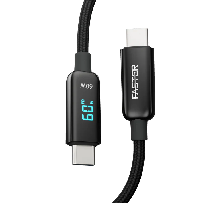 LED Display C-C Cable | 100W PD Fast Charging, Durable Nylon Braided