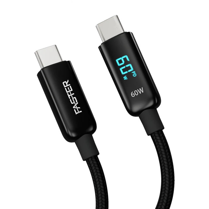 LED Display C-C Cable | 100W PD Fast Charging, Durable Nylon Braided