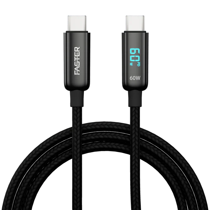 LED Display C-C Cable | 100W PD Fast Charging, Durable Nylon Braided