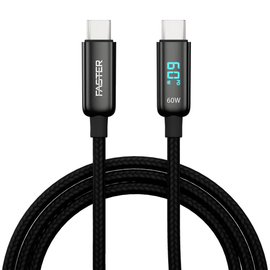 LED Display C-C Cable | 100W PD Fast Charging, Durable Nylon Braided