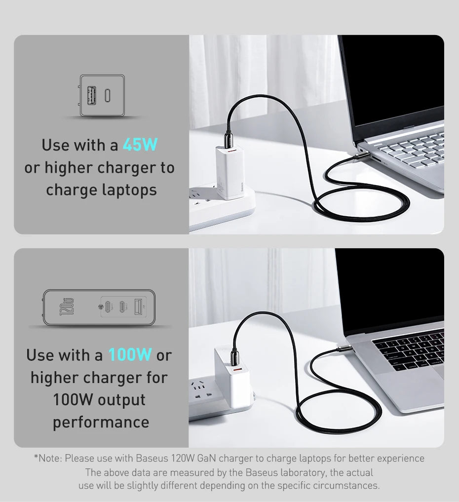Baseus LED Display C-C Cable | 100W PD Fast Charging, Durable Nylon Braided